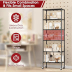 2 PACK 750 lbs Capacity Heavy Duty Garage Wire Rack Shelving, Adjustable 6-Shelf Metal Shelving with Wheels, 14"D x 24"W x 71"H Space-Saving Rolling Storage Shelves for Closet, Kitchen & Garage, Black