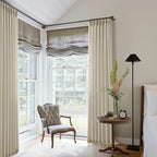 108 Inch Linen Curtains 2 Panels Set Pinch Pleated for Living Room Bedroom Memory Training Shaped Semi Sheer Neutral Beige Tan Flax Burlap Pleat Drapes Hooks Rings Light Filtering Window Curtain