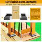 3.5"x3.5"（Actual: 3.5"x3.5"） Deck Post Base Cover Decorative Post Base Trim Skirt Black Aluminum 4Pack