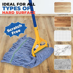 Onesimus 24 oz Mop Head Replacement, Industrial Mops for Floor Cleaning Heavy Duty 4-Ply Cotton Blend Looped End Wet Mop Refills 1.25 in Universal Headband Fit Most Handles, 3 Pack X-Large Blue