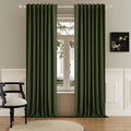96 Inch Curtains 2 Panel Set Farmhouse Blackout Heat Reducing Sun Block Out Curtains for Bedroom Dorm UV Blocking Noise Canceling Burlap Linen Look Drapes Rod Pocket Back Tab,50 X 96 Olive Green