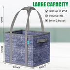 Fab totes Reusable Grocery Bags, Large Foldable Shopping Tote Bags with Reinforced Handles & Hard Bottom,Water Resistant Grocery Bags for kitchen,Picnic,2 Pack,Blue