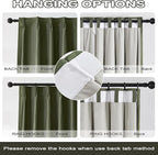 DUALIFE Pinch Pleated Blackout Curtains 108 Inches Long 9ft Length 2 Panels Set, Back Tab with Hooks,Ceiling Curtains for Track System Living Room Boho Decor,40Wx108L Inch, Olive Green