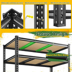 2800 LBS Garage Shelving 72.2" H Garage Storage Shelves, 5 Tier Adjustable Shelving Unit, Storage Shelves for Storage, Basement, Warehouse, Pantry, Kitchen, 48.1" W x 24.1" D x 72.2" H, Black