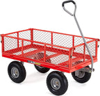 Gorilla Carts Steel Utility Cart, 4 Cu Ft Bed, 800 lb Load Capacity, Red – Heavy-Duty Outdoor Hauling Wagon with Removable Side Panels for Yard, Lawn, Garden or Landscaping