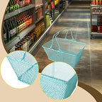 Shopping Basket Wire Portable Multipurpose Vegetables Fruit Storage with Handles for Garden Retail Store Pantry, Blue