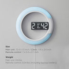 mooas Mood Light LED Silent Digital Wall Clock with Remote, Backlit Nightlight, Modern Digital LED Wall Clock Display Alarm Clock Melody 5 Brightness for Bedroom Living Room