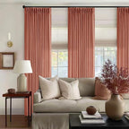 Extra Long Terracotta Linen Curtains 120 Inches Long Red Clay Farmhouse Rustic Curtain Light Filtering Semi Sheer Back Tab Pinch Pleat Curtain for Tall Ceiling Living Room 2 Panels Autumn Fall Decor