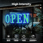 40"x 14" Large Flashing Open Sign for Business, Unique Design Super Bright Open Sign with Hanging Installation for Bar Salon Coffee Stores Club Hotel (Blue & Green)