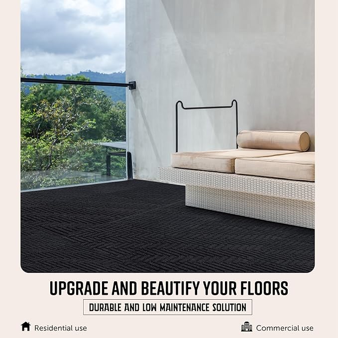 Playsafer Herringbone Rubber Interlocking Tiles | 16 X 16 | Easy Install for Indoor and Outdoor Use (Dark Gray, 4 Tiles)