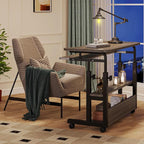 Tribesigns Portable Desk with Power Outlets, Height Adjustable Side Table Sofa Couch Bedside Laptop Computer Cart with USB Charging Ports, Mobile Small Standing Desk with Keyboard Tray