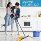 NEWE Floor Squeegee Broom with 18’’ Heavy Duty Rubber Scraper and 58.3’’ Telescopic Long Handle for Garage Concrete Bathroom Tile Shower Glass Marble Deck Window