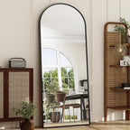 GLSLAND 26" x 71" Arched Full Length Mirror - Black Full Body Mirror - Extra Large Floor Mirrors for Bedroom, Living Room, Bathroom