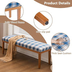 Rowill 53 Inch Long Entryway Bench for Bedroom End of Bed, Dining Room Bench with Upholstered Padded Seat and Solid Wood Leg for Kitchen, Living Room, Indoor and Hallway, Blue