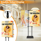 Poster Stand Heavy Duty - Adjustable Pedestal Sign Stand Double-Sided Poster Stands for Display Foam Banner, Poster Board Stand Floor Standing Sign Holder Height Up to 80 Inch, Black 1Pack