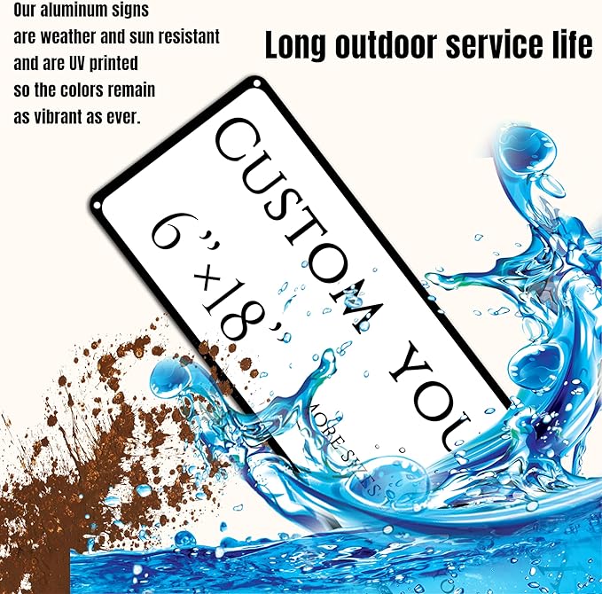 Custom Sign, street signs customized，Aluminum Weatherproof Metal Sign Multiple Sizes, Customize for Office, Business, Workplace, office, Home, Delivery Signs(6 * 18 Inch)