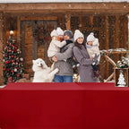 HolidayIdeas 2 Pack Red Fitted Tablecloth for 6ft Tables, 4-Sided Christmas Table Cover for Holiday Markets, Yard Parties, & Gift Tables, Wrinkle-Resistant Washable Xmas Decorations
