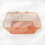 Shopping Basket Wire Portable Multipurpose Vegetables Fruit Storage with Handles for Garden Retail Store Pantry, Orange