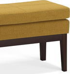 SIMPLIHOME Carlson Small Ottoman Bench - 27 inch Wide Upholstered Woven Fabric Rectangle Ottoman in Marigold, Mid Century Modern Bench for Bedroom, Entryway or Living Room with Padded Seat