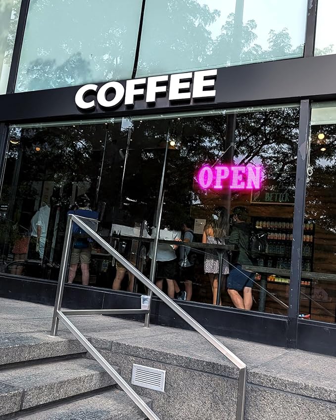 Open Sign for Business, 30"x10" Jumbo Open Sign with Timer and Remote Control, Dynamic Light Modes Led Signs for Storefront Window Bar Salon Cafes Retail Shops Pink