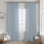 Light Blue Linen Curtains 102 Inches Long for Living Room Pinch Pleated Drape with Hooks Rings for Track System Light Filtering 102 Inch Curtain for Bedroom Sliding Patio Door 2 Panels Dusty Blue