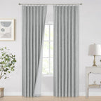 Vision Home Silver Grey Pinch Pleated Full Blackout Curtains Room Darkening Window Curtains 90 inch for Living Room Bedroom Thermal Insulated Pinch Pleat Drapes with Hooks Back Tab 2 Panel 40" Wx90 L