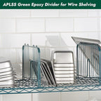 APLSS 4 Pack 18" Width Green Epoxy Shelf Divider for Wire Shelving, Dry&Wet Storage, NSF Certified
