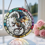 8 Inch Stained Glass Suncatcher Ornament, DOUHASU Dragon Sun Catchers Indoor Window, Stained Glass Window Hanging, Home Decor, Dragon Lovers Gifts for Men, Dad, Husband, Boyfriend