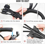 10ft - 3/4 inch Cable Protector Sleeve Split Wire Loom Tubing for Power, Audio, USB, Cord Management for TV, Computer, Protection from Pets Chewing, Black