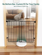 Babelio Baby Gate for Stairs, Kitchen & Doorways, No Bottom Bar| Easy Installation| One-Handed Operation| Auto-Close| Hardware Mount (Drill Needed) Safety Dog Gate (Black - B17, 29-49" W, 28" H)