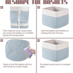 OIAHOMY 9”x9”x7” Storage Cubes, Cotton Rope Woven Baskets for Organizing, Cube Storage Bin, Small Gift Basket for Shelf, 3-Pack, Blue&White