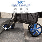 SereneLife Small Compact Folding Shopping Cart with Removable Waterproof Liner – 360° Swivel Wheels, Rust‑Proof Steel Frame, 70 lb Capacity – Portable Grocery, Laundry & Travel Cart (Blue)