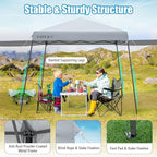 Tangkula 10x10 Ft Pop Up Canopy with Sidewalls, Portable Outdoor Tent with Center Lock, 16 Stakes, 12 Ropes, Roller Bag, UPF50+ Canopy Tent with Dual Awnings for Camping, Patio, Market