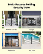 VEVOR Double Folding Security Gate, Lockable Scissor Gate with 360° Swivel Casters, Outdoor Barricade Steel Retractable Gates, for Entry Security, Garage, Warehouse & Pool, 129.92 x 63.19 in (W x H)