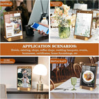 3 Pack 8.5"x11" Acrylic Sign Holder with Wood-Color Base, Tabletop Display Sign Holder Vertical for Store/Coffee Shop/Restaurant Menu Hotel/Office Poster Show