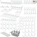Hiltex 53108 100 Piece Metal Peg Board Hooks and Accessories Set, Pegboard Hooks Assortment, Bins & Hooks for Crafts, Organizer for Garage, Peg Board Tool Utility Hook, 1/4 Pegboard Hooks Accessories