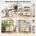 Giantex Rolling Storage Cart w/ 4 Drawers 2 Shelves Metal Rack Shelf Home Office School Beauty Salon Utility Organizer Cart with Wheels, Ivory