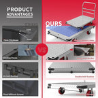 Extra Large Steel Panel Cart Dolly, 2IN1 Heavy Duty Drywall Lumber Truck with 3000 LBS Capacity, 44 x 28 inch 2MM Steel Plate Drywall Cart with 6" Swivel Brake Wheels, 1Front and 3Side Handrials
