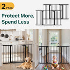Cumbor 2 Pack 29.7-54.2" Baby Gate for Stairs, Mom's Choice Awards Winner-Auto Close Dog Gate for doorways, Easy Install Pressure Mounted Pet Gate Indoor, Walk Thru Wide Safety Gate for Dog, Black