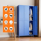 Aobabo Metal Locker for Employees, 6 Doors Metal Locker Cabinet with Lock, Industrial Storage with 18 Hooks, Storage for Office, Gym, Dormitory, Assembly Required, Blue