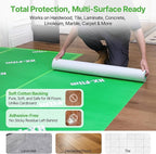 39" x 100' Heavy-Duty Floor Protection | Construction Grade Carpet Protector | Drop Cloth Plastic Film for Hardwood Floors | Waterproof Painters Covering with No Residue (Green)