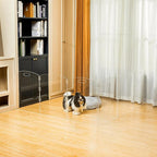 Modern Frame Clear Acrylic Freestanding Pet Gate - 24" High Extra-Wide Folding 6-Panel Dog Barrier for Doorways, Stairs & Large Openings, Indoor Fence for Dogs, Puppies & Cats