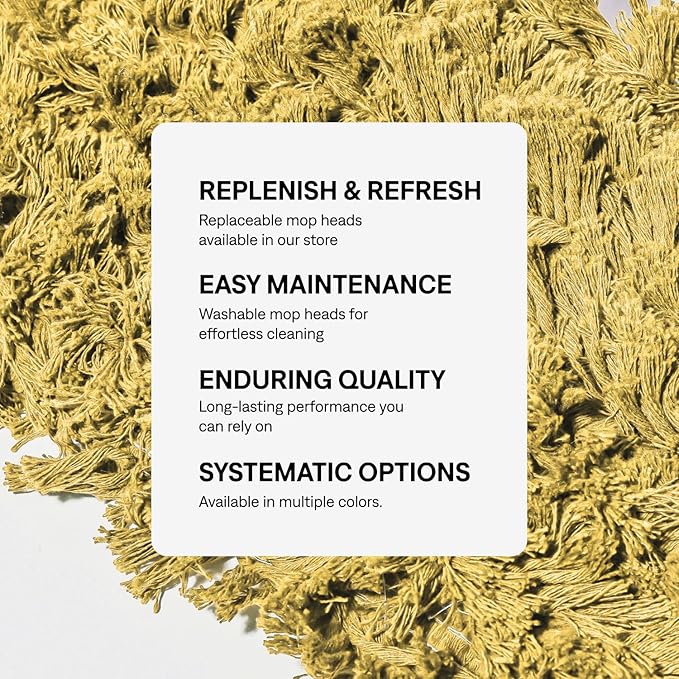 Commercial Dust Mop Replacement Head - 24 x 5 in. Cotton Nylon Reusable Mop Head- Industrial Dust Mop Refill for Floor Cleaning & Janitorial Supplies, Yellow