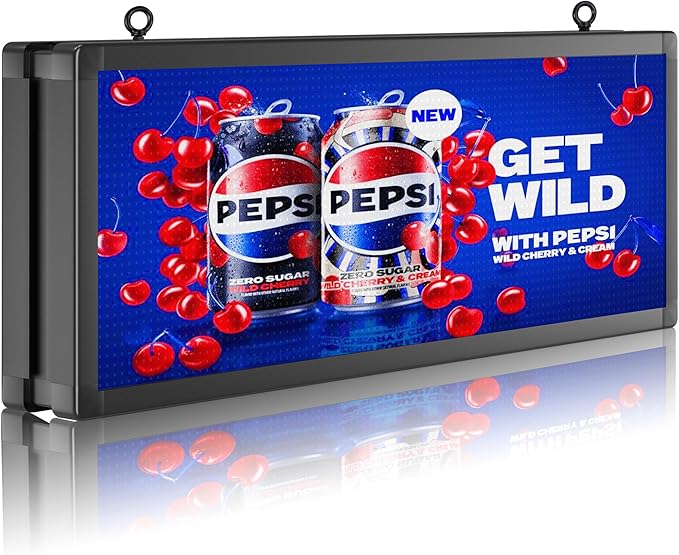 P10 39"x14" Double-Sides LED Advertising Sign Outdoor Digital Billboard with High Brightness, WiFi Programmable for Stores, HD Image/Text Display, Weatherproof & Energy Efficient