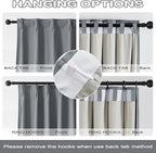 DUALIFE Gray Extra Long Pinch Pleated Blackout Curtains 132 Inch Length,Back Tab with Hooks Thermal Insulated Blackout Curtains 40W x 132L, Grey, 2 Panels