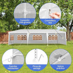 10x30 FT Party Tent, Outdoor Wedding Tents for Parties, Canopy Event Tent with 7 Removable Sidewalls, Waterproof Gazebo Shelter for Birthday Parties, Weddings, BBQs & Events (10X30FT-7Sides White)