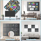 Large Cork Board for Wall 47"x 35", 12 Pack Grey Bulletin Board, Felt Wall Tiles with 72 Safe Removable Adhesive Tabs, 60 Push Pins, Cork Boards for Home Office Pin Board Tack Board