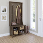 Bush Furniture Salinas Hall Tree with Shoe Storage Bench in Ash Brown, Multi-Purpose Home Organizer, Entryway Solution with Seating and Hooks