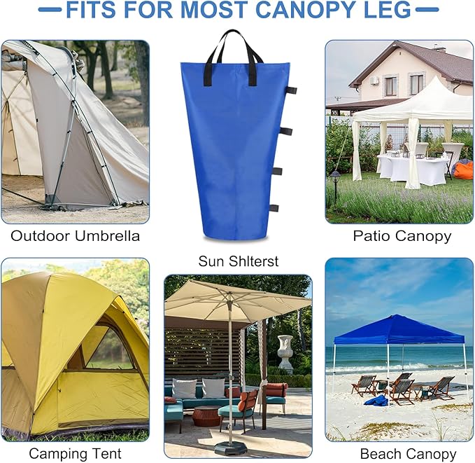PATIKIL Canopy Weight Sand Bags, 4 Pack 150 Lbs Total Extra Large Weights Bags Waterproof Tent Leg Weights Sandbags for Outdoor Canopy Tent Sun Shelter Patio Ladder Blue (21x9")