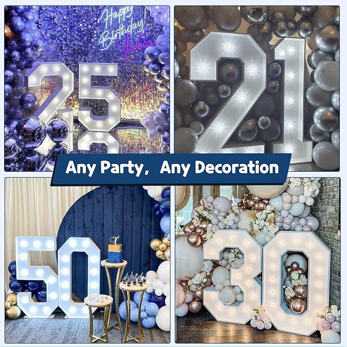 Marquee Numbers 3 Feet Tall Big Light Up Numbers First 1st 21st Wild One Happy Birthday Decorations White Anniversary Party Decor Large Cardboard Prop Backdrop Sign 1